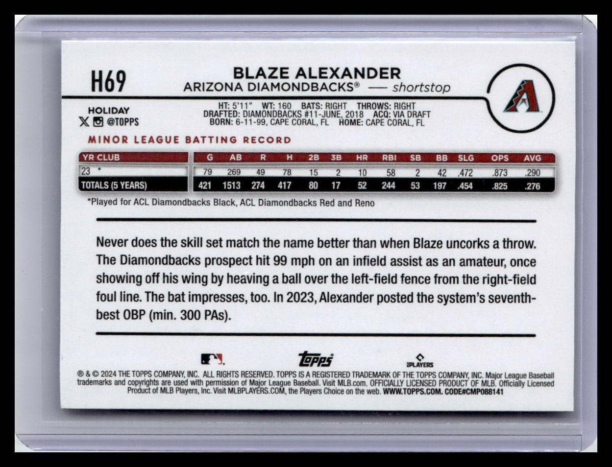 2024 Topps Holiday #H69 Blaze Alexander