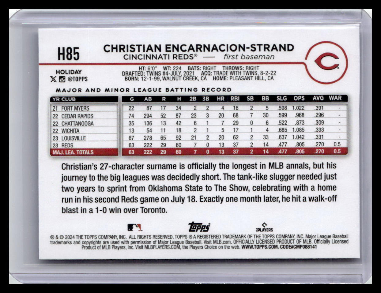 2024 Topps Holiday #H85 Christian Encarnacion-Strand