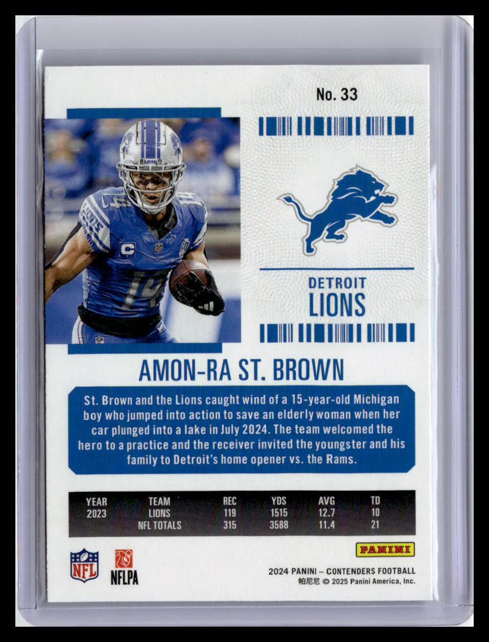 2024 Panini Contenders #33 Amon-Ra St. Brown