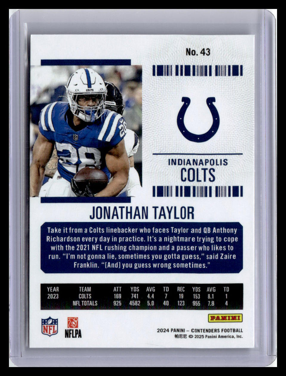 2024 Panini Contenders #43 Jonathan Taylor