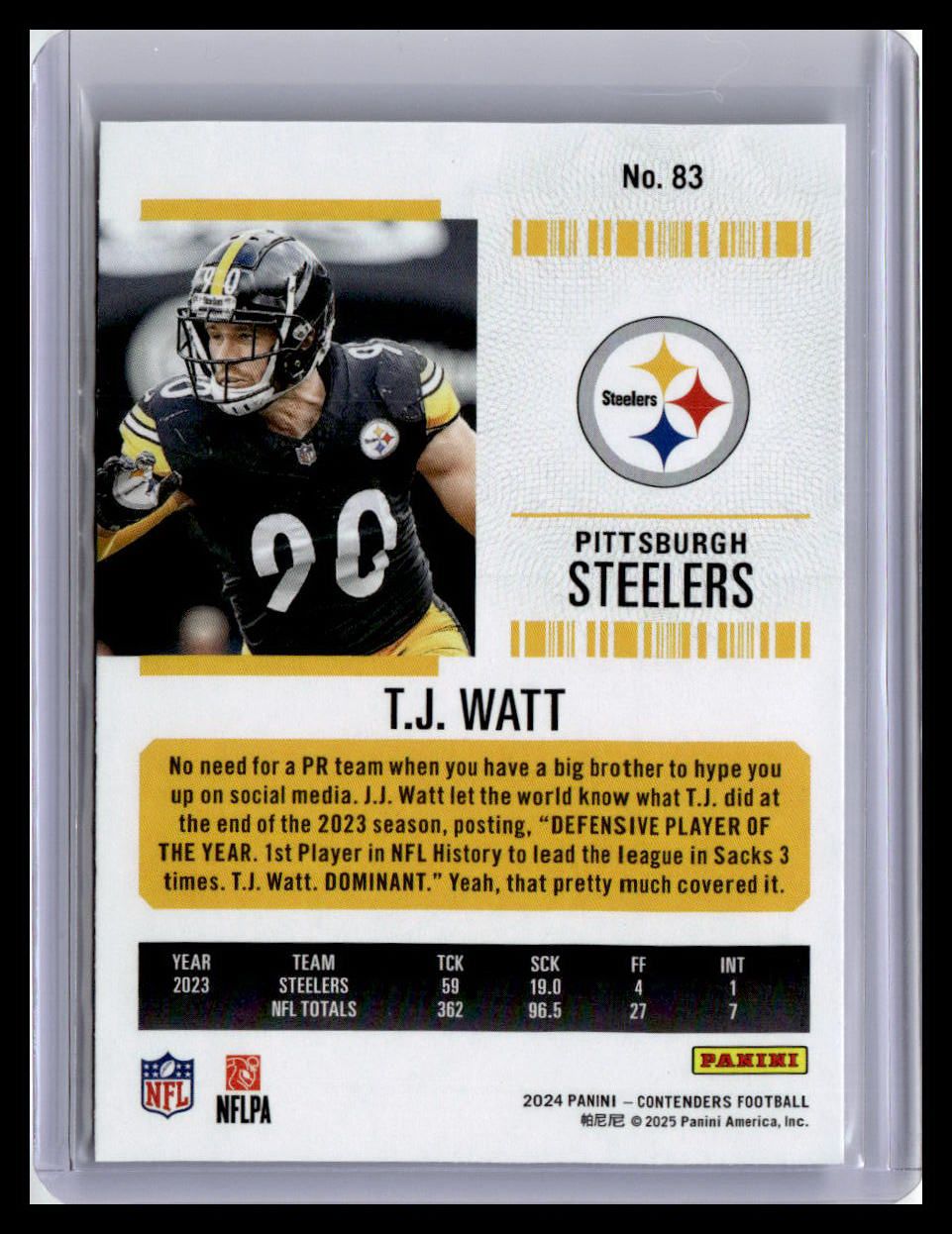 2024 Panini Contenders #83 T.J. Watt