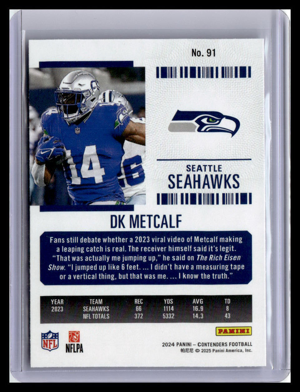 2024 Panini Contenders #91 DK Metcalf