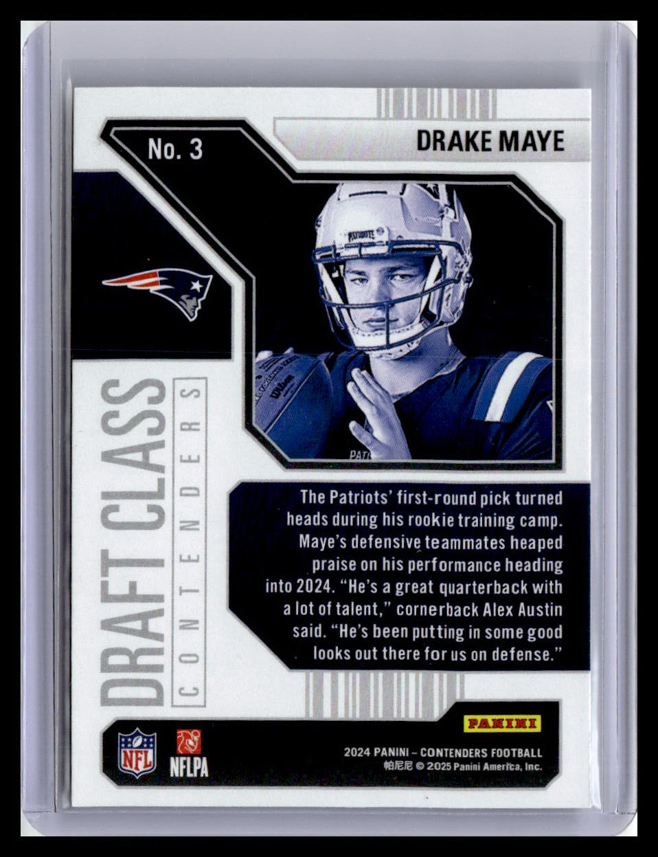 2024 Panini Contenders #3 Drake Maye Draft Class Contenders