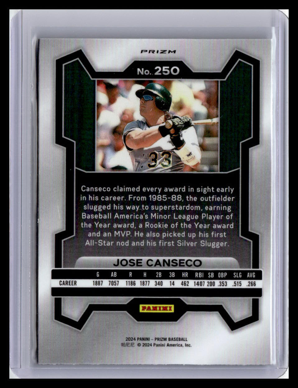 2024 Panini Prizm #250 Jose Canseco Green Prizms