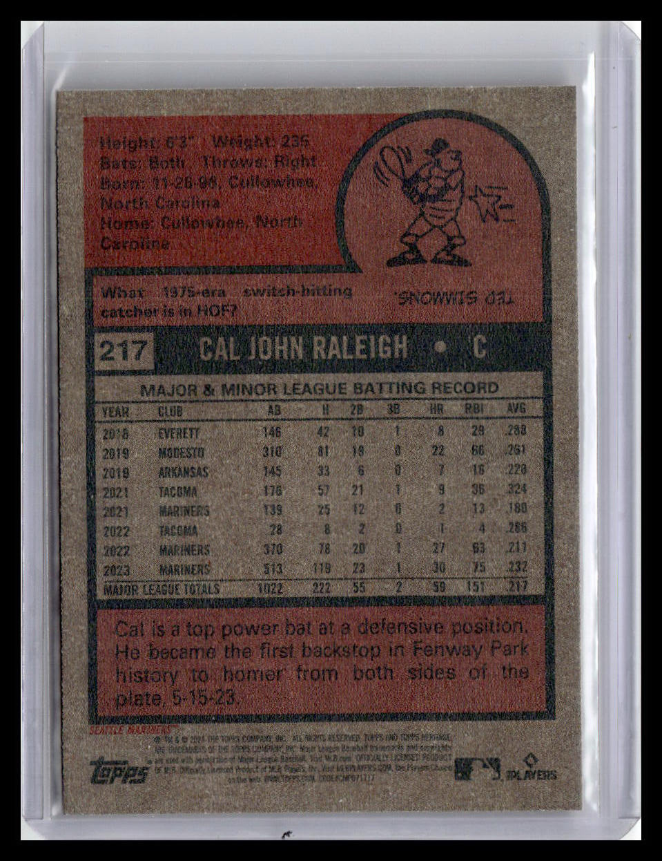 2024 Topps Heritage #217 Cal Raleigh