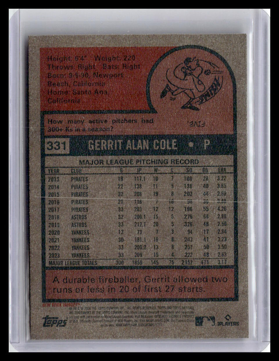 2024 Topps Heritage #331 Gerrit Cole