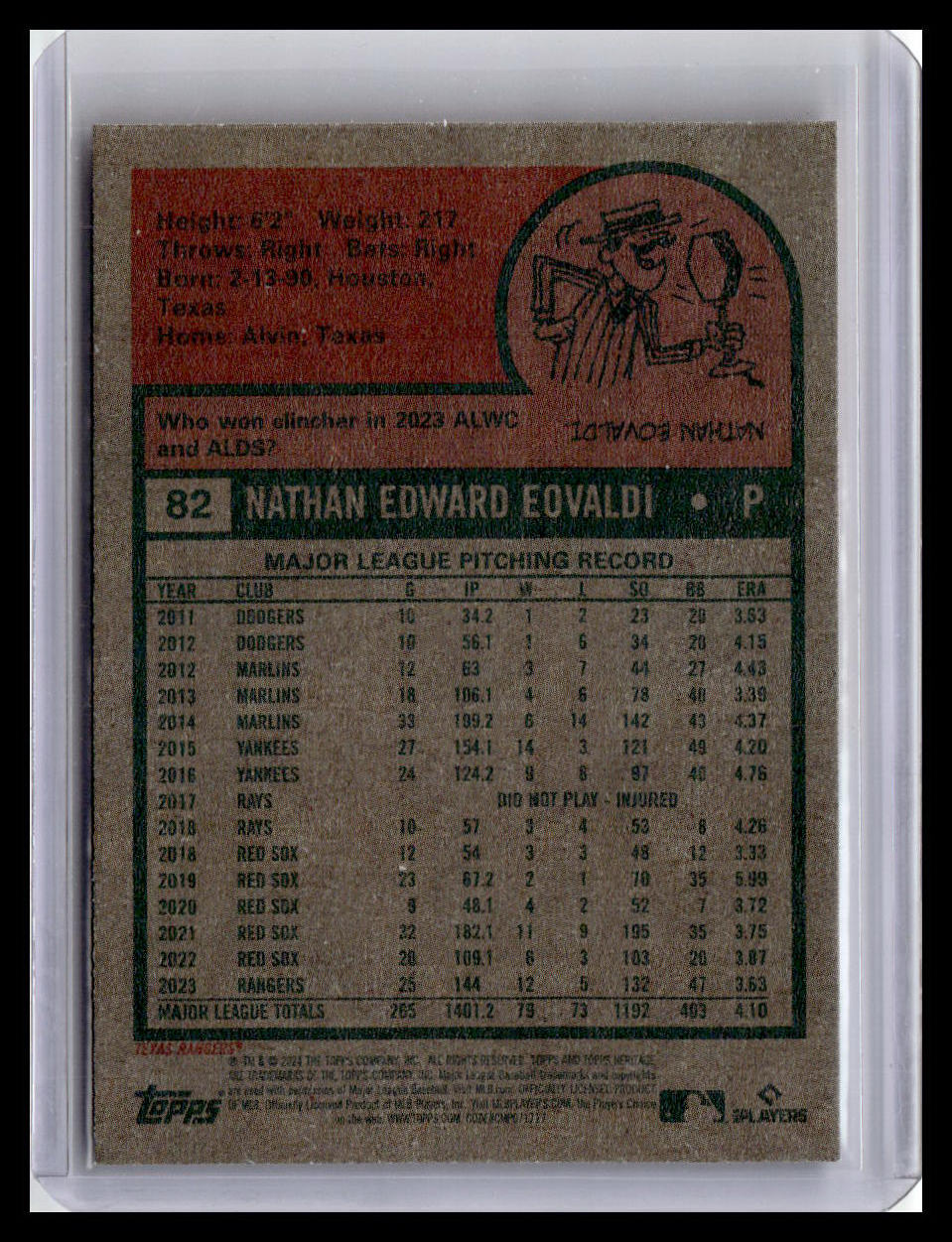 2024 Topps Heritage #82 Nathan Eovaldi