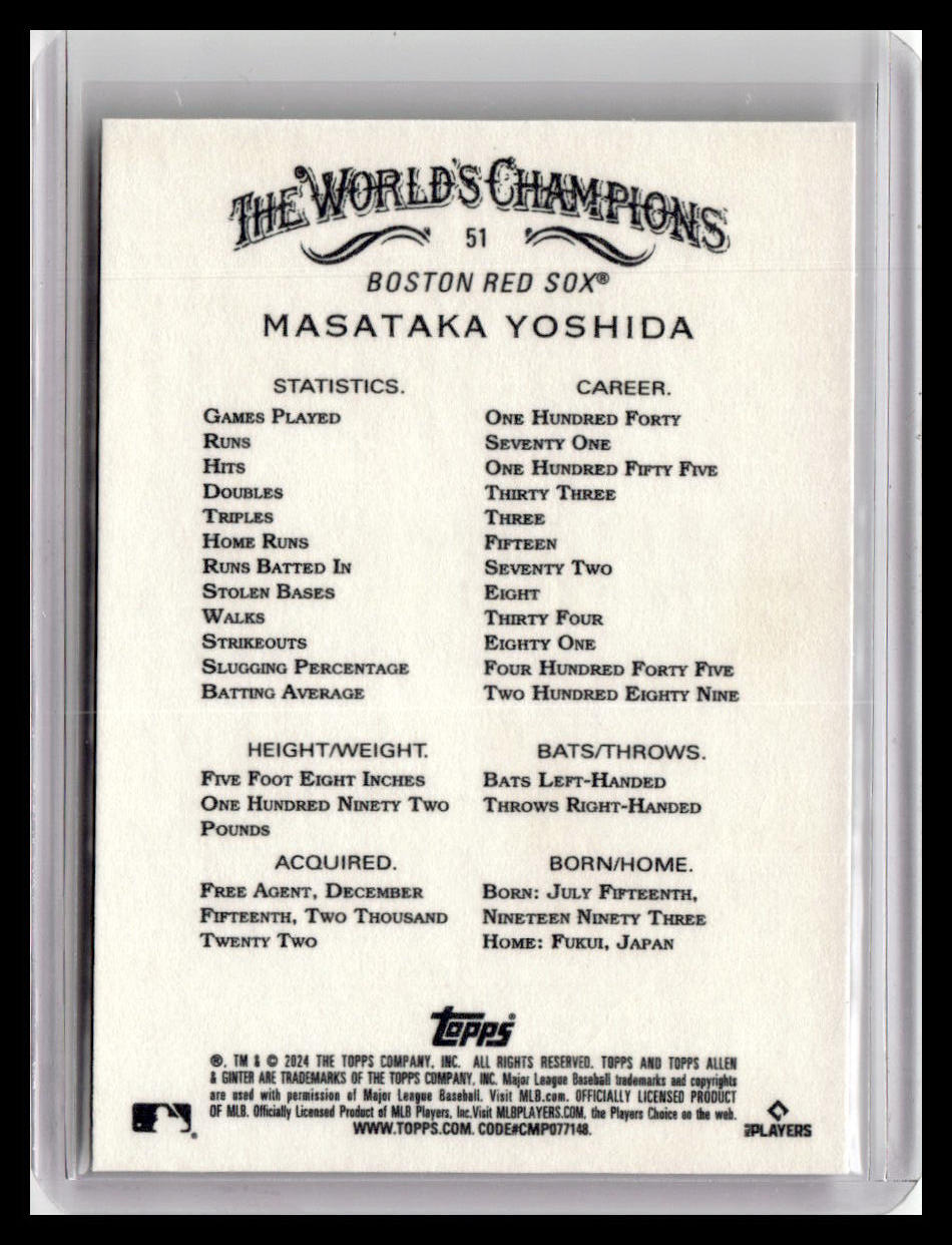 2024 Topps Allen & Ginter #51 Masataka Yoshida