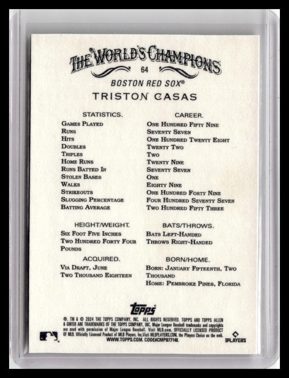 2024 Topps Allen & Ginter #64 Triston Casas