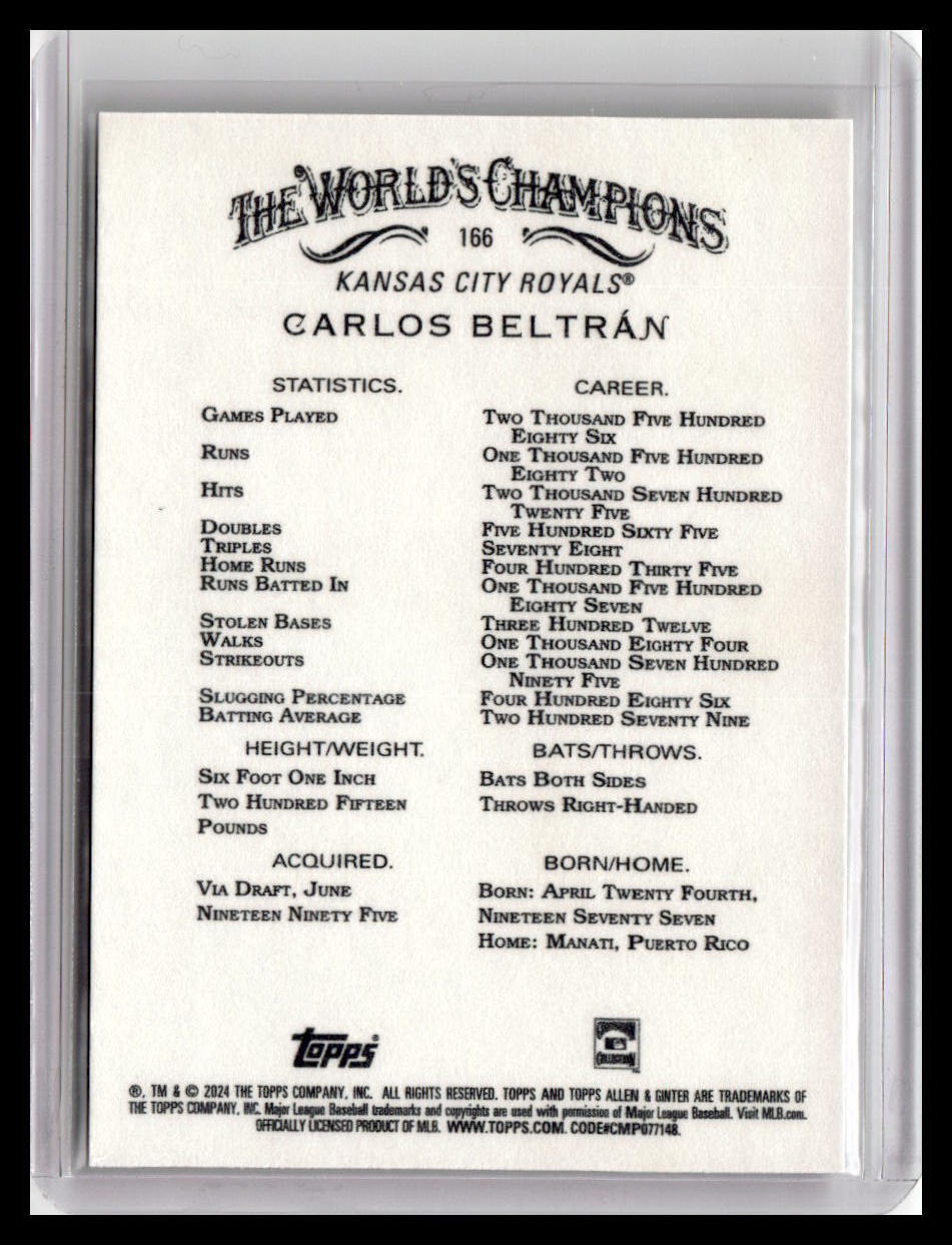 2024 Topps Allen & Ginter #166 Carlos Beltran