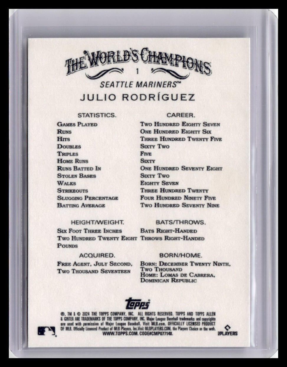 2024 Topps Allen & Ginter #1 Julio Rodríguez