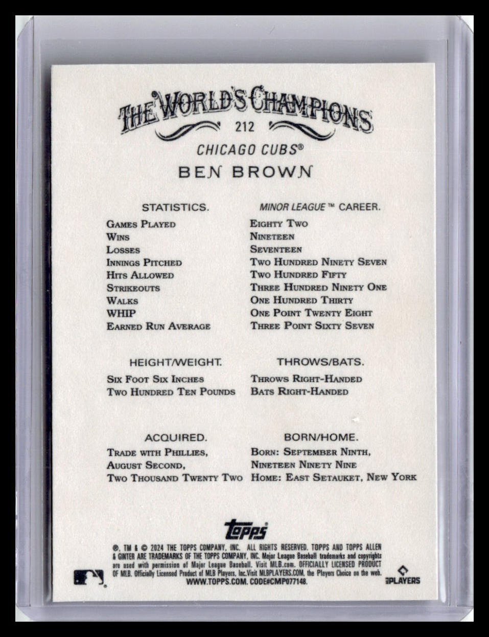2024 Topps Allen & Ginter #212 Ben Brown