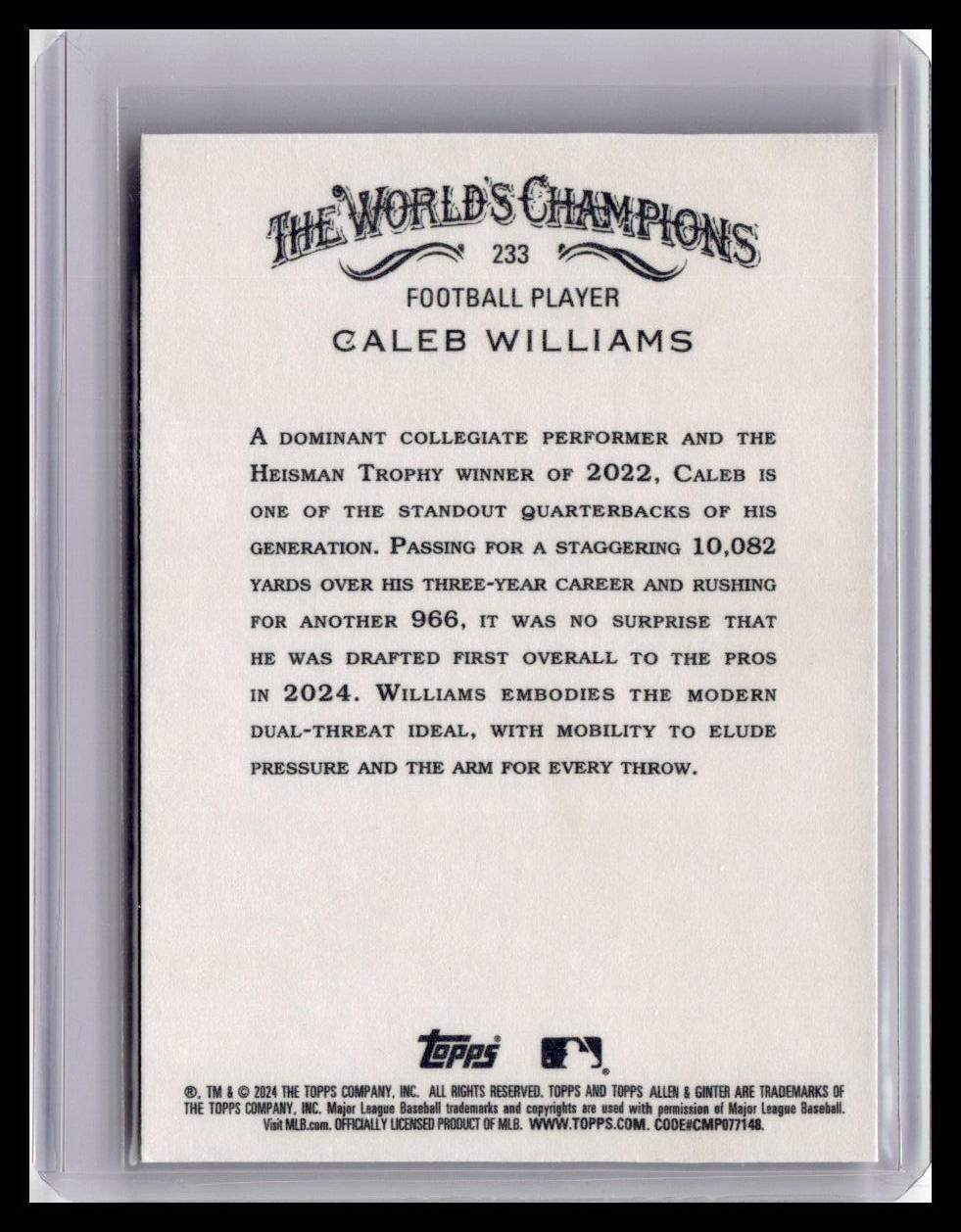 2024 Topps Allen & Ginter #233 Caleb Williams