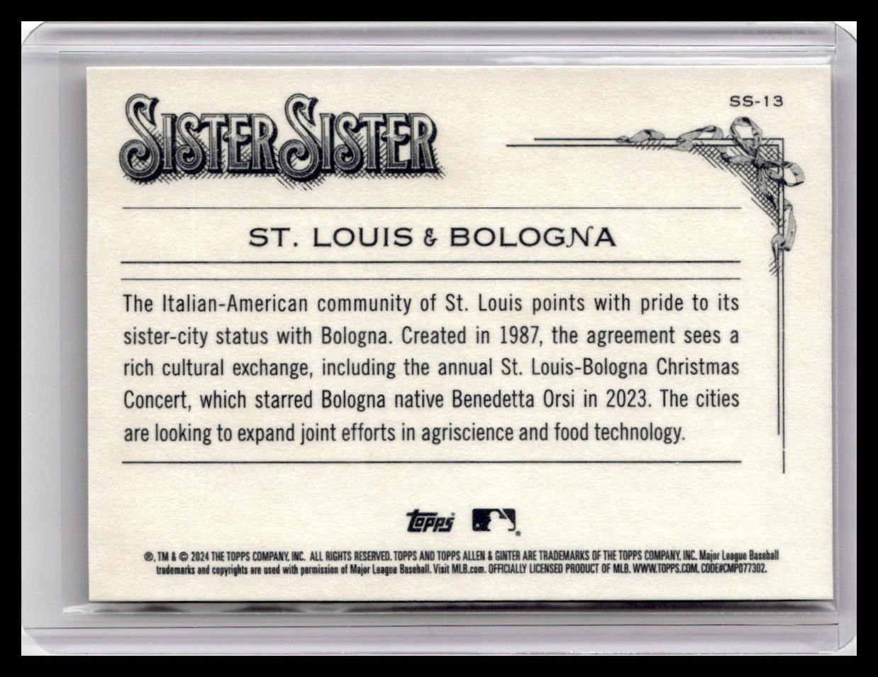 2024 Topps Allen & Ginter #SS-13 St. Louis / Bologna Sister Sister