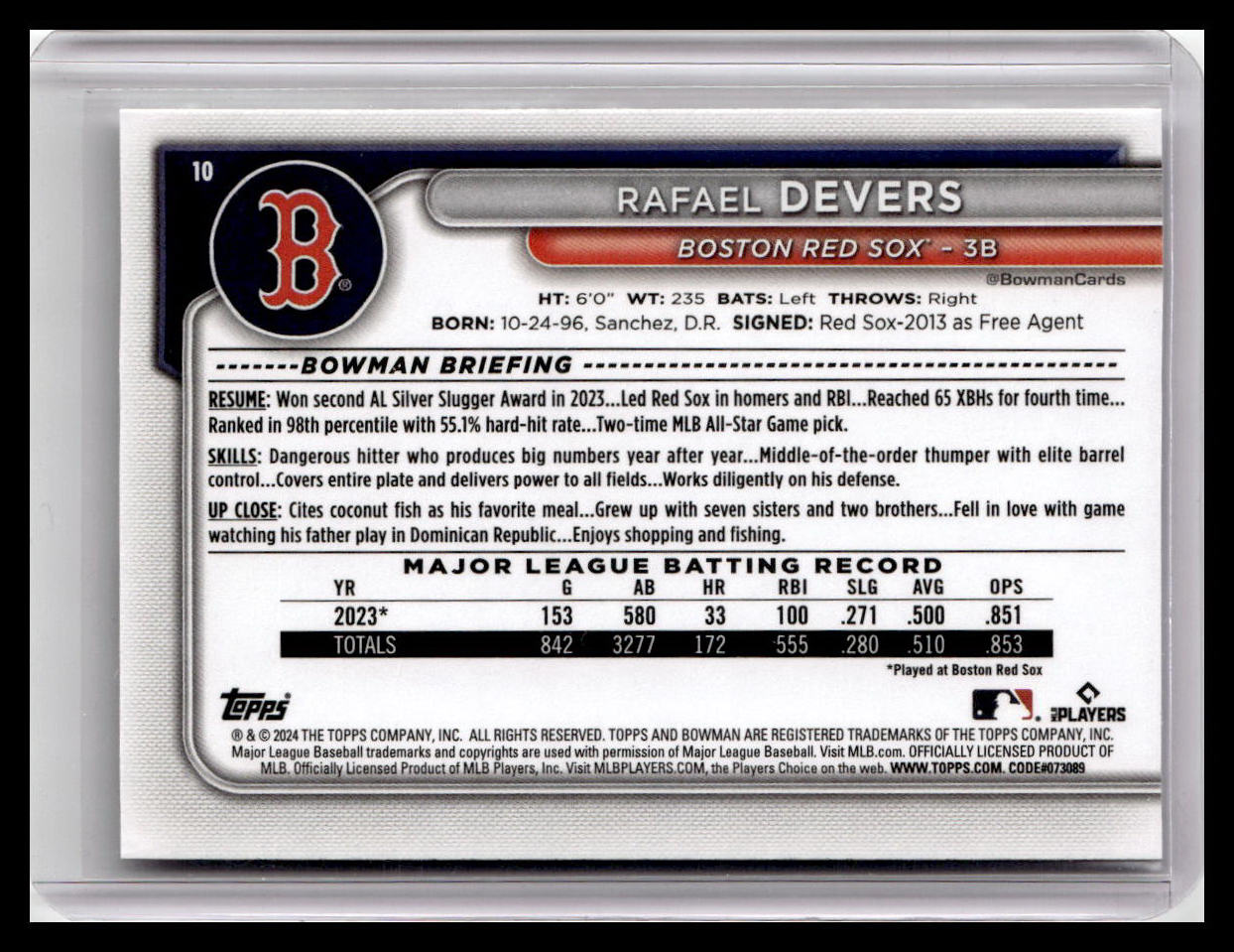 2024 Bowman #10 Rafael Devers