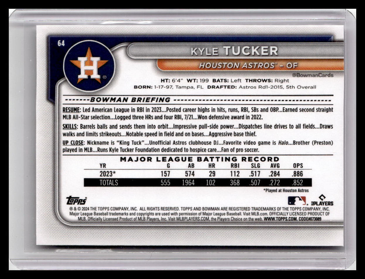 2024 Bowman #64 Kyle Tucker