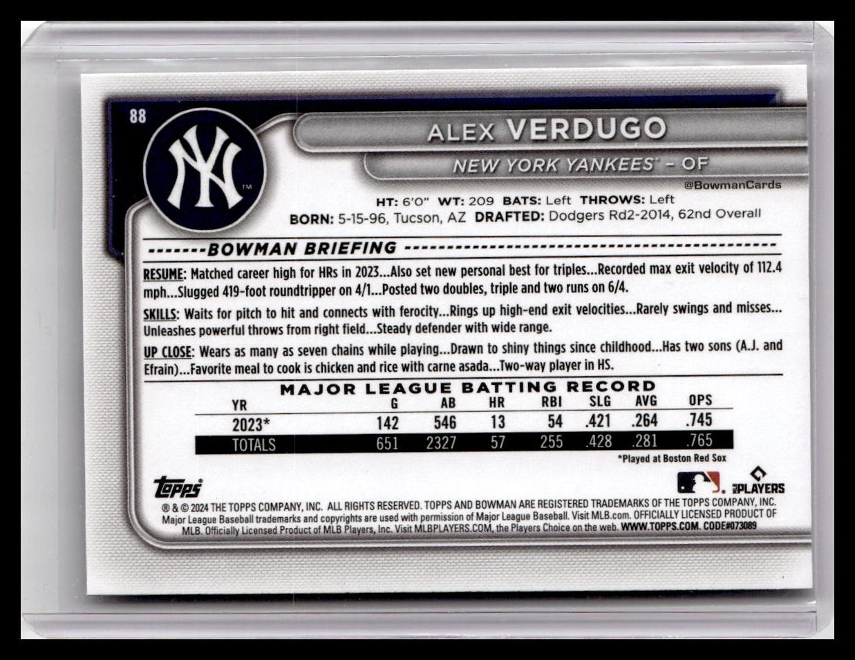 2024 Bowman #88 Alex Verdugo
