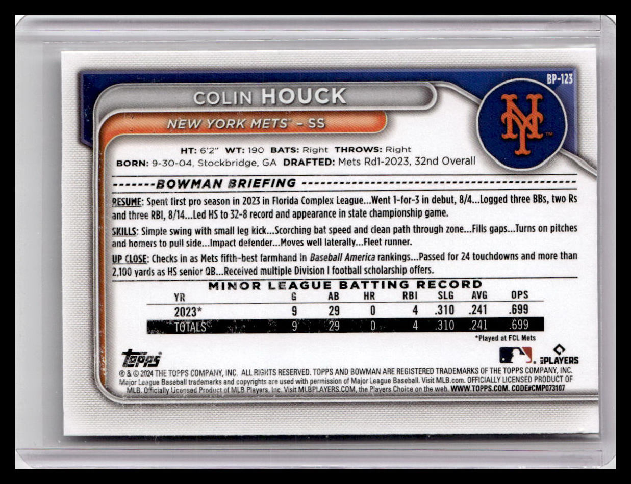 2024 Bowman #BP-123 Colin Houck Prospects