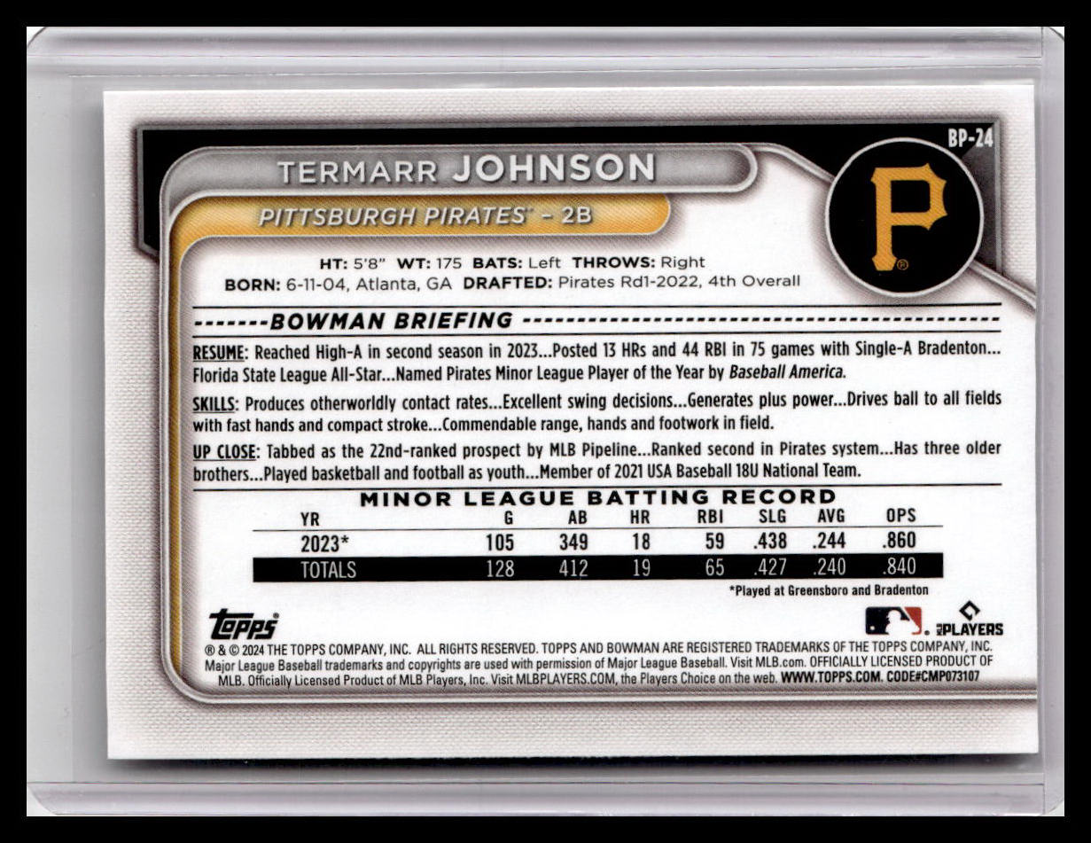 2024 Bowman #BP-24 Termarr Johnson Prospects