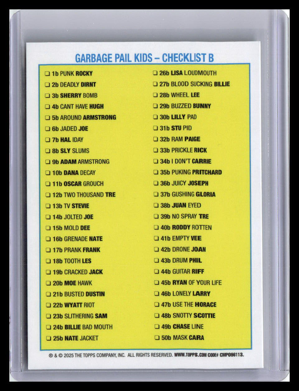 2024 Topps GPK: Battle of the Bands Green Day #45b Ryan Of Your Life Green