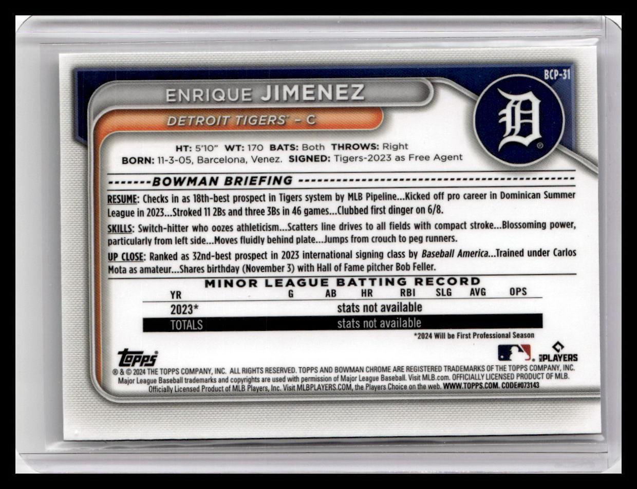 2024 Bowman #BCP-31 Enrique Jimenez Chrome Prospects