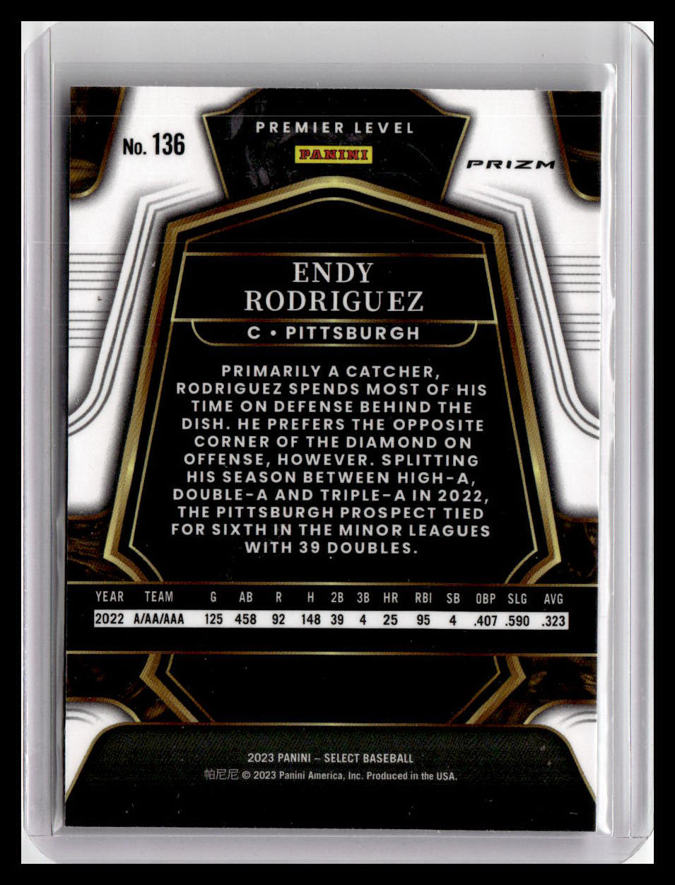 2023 Panini Select #136 Endy Rodriguez Orange Flash Prizm
