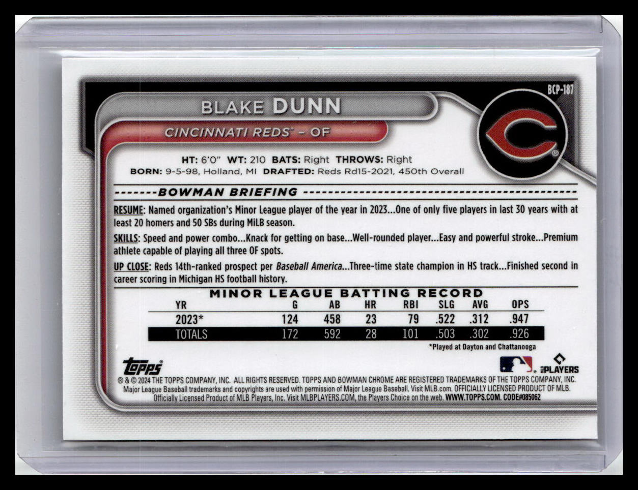 2024 Bowman Chrome #BCP-187 Blake Dunn Prospects