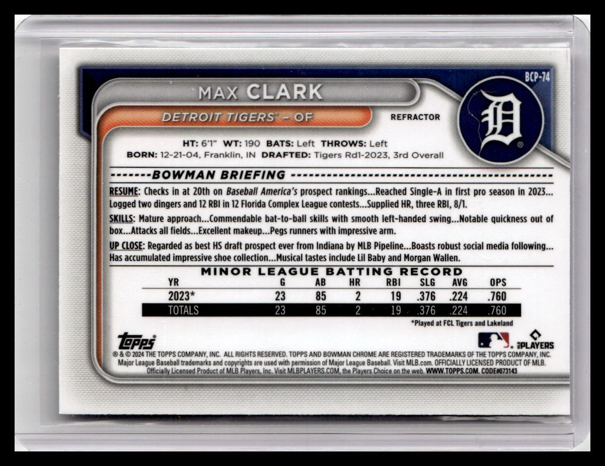 2024 Bowman #BP-74 Max Clark Prospects