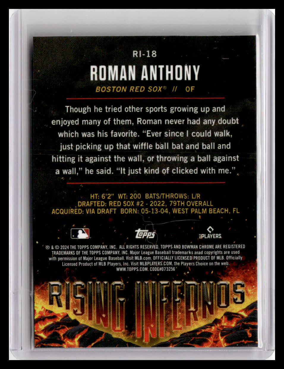 2024 Bowman #RI-18 Roman Anthony Rising Infernos