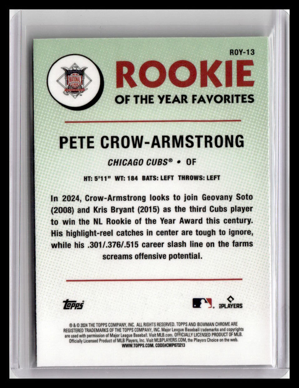 2024 Bowman #ROY-13 Pete Crow-Armstrong Rookie of the Year Favorites