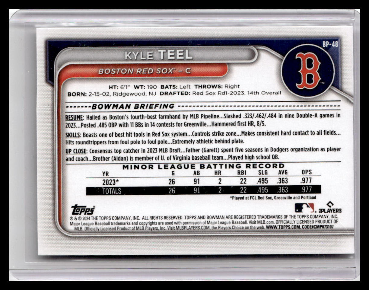 2024 Bowman #BP-48 Kyle Teel Prospects