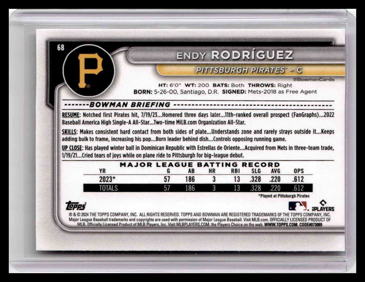 2024 Bowman #68 Endy Rodríguez