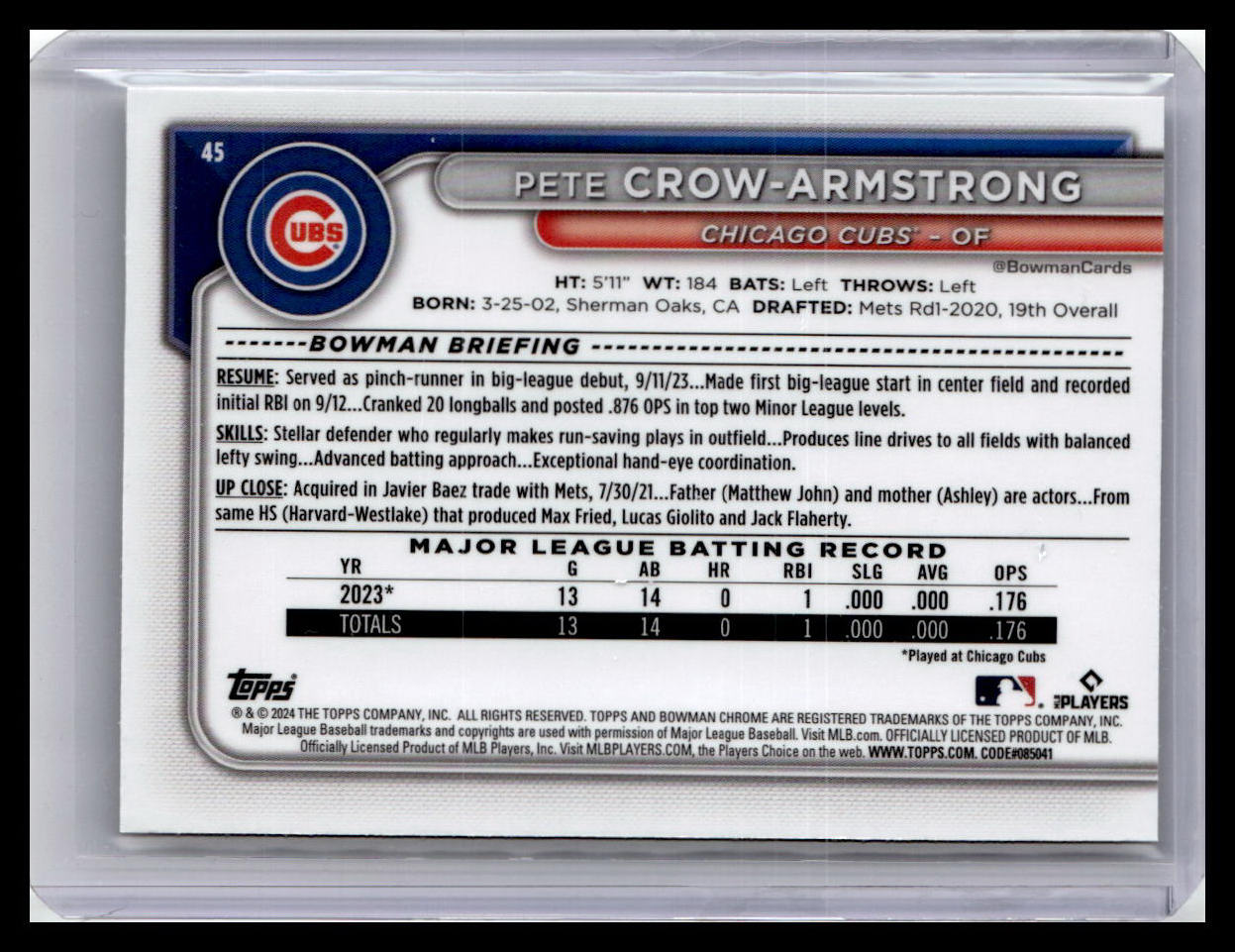 2024 Bowman Chrome #45 Pete Crow-Armstrong