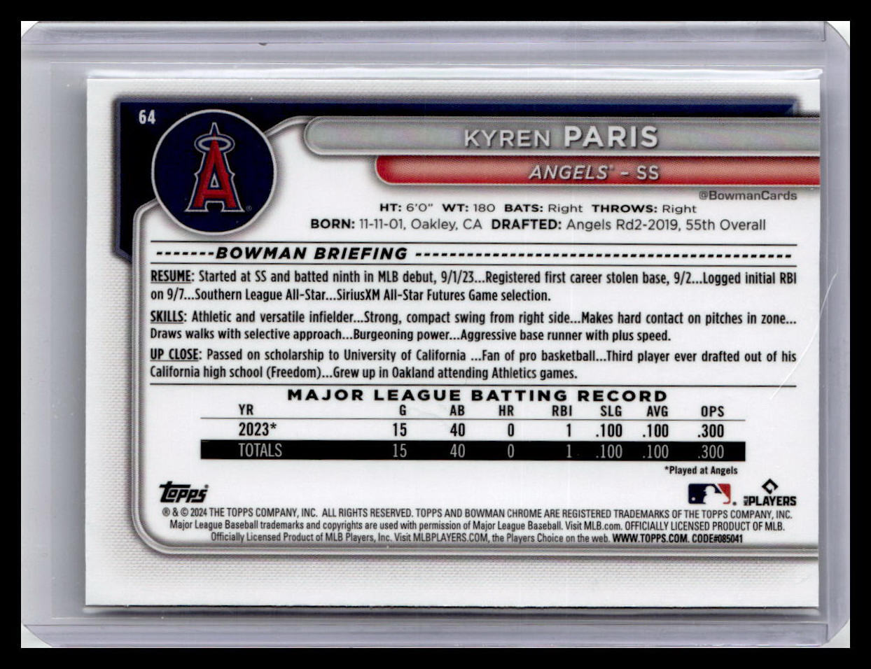2024 Bowman Chrome #64 Kyren Paris