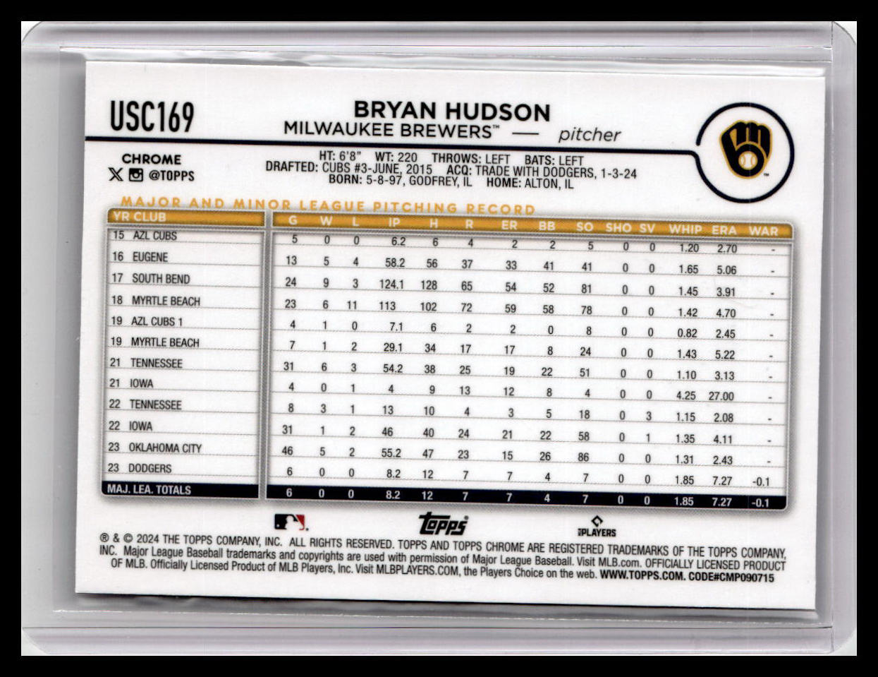 2024 Topps Chrome Update #USC169 Bryan Hudson