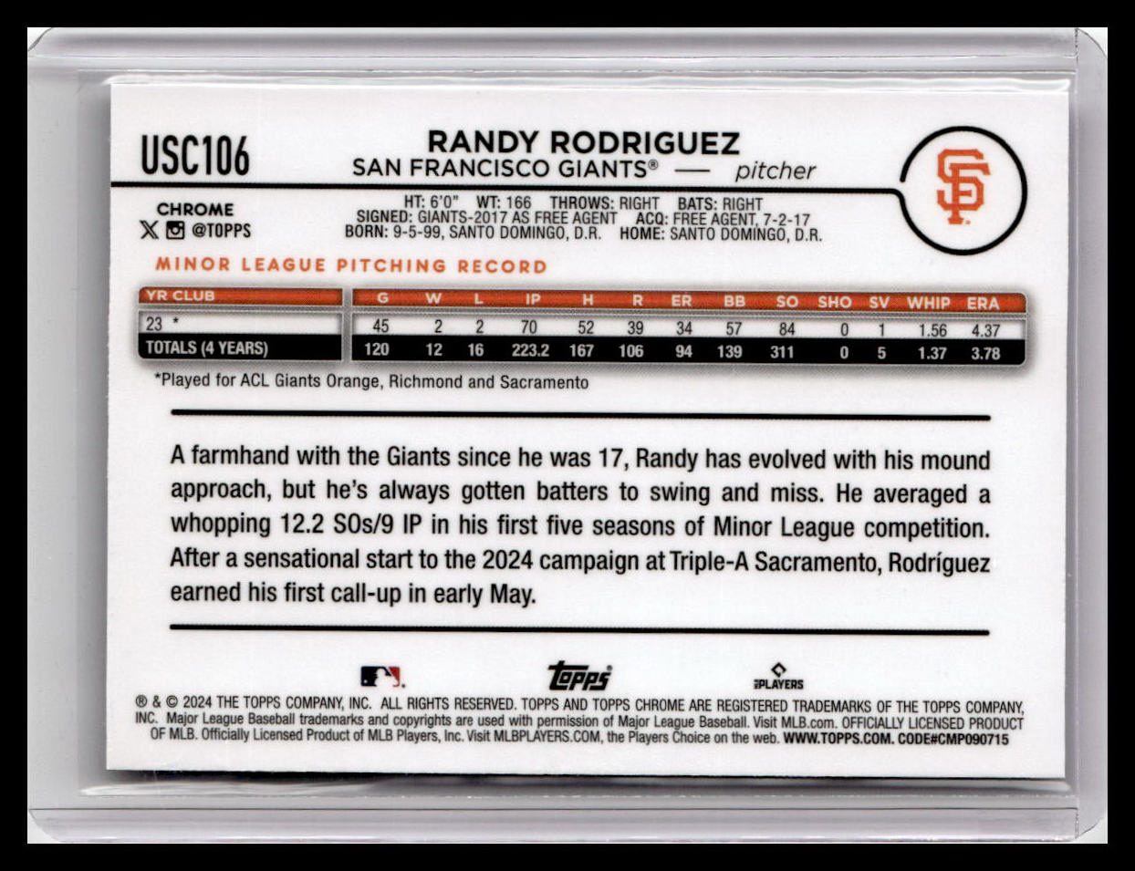 2024 Topps Chrome Update #USC106 Randy Rodriguez