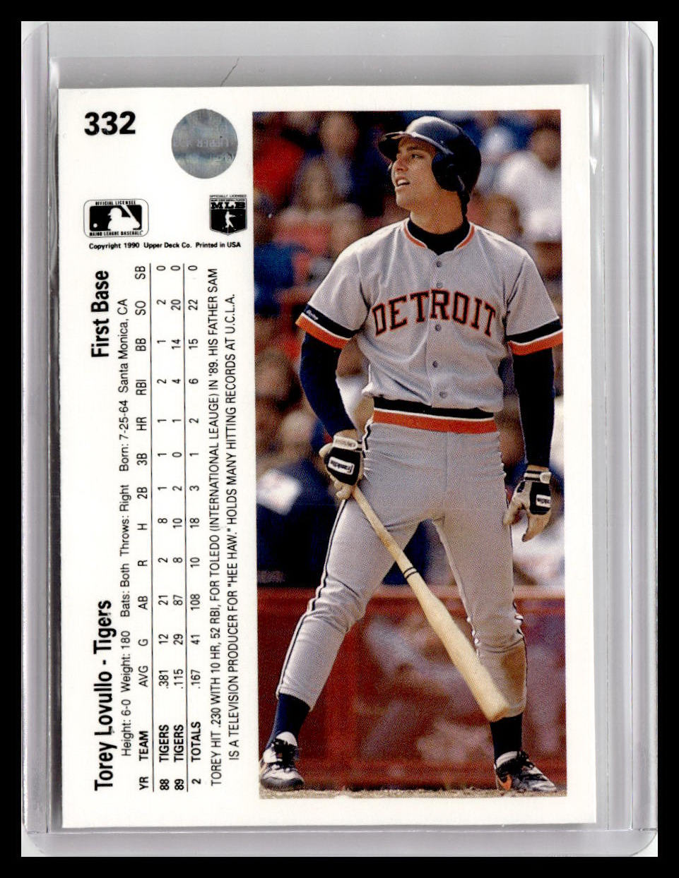 1990 Upper Deck Torey Lovullo #332