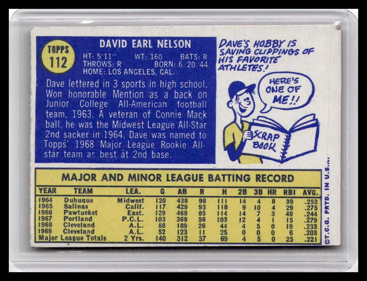 1970 Topps Dave Nelson #112