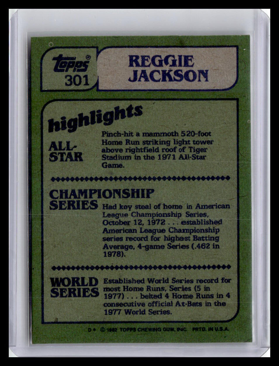 1982 Topps Reggie Jackson In Action #301