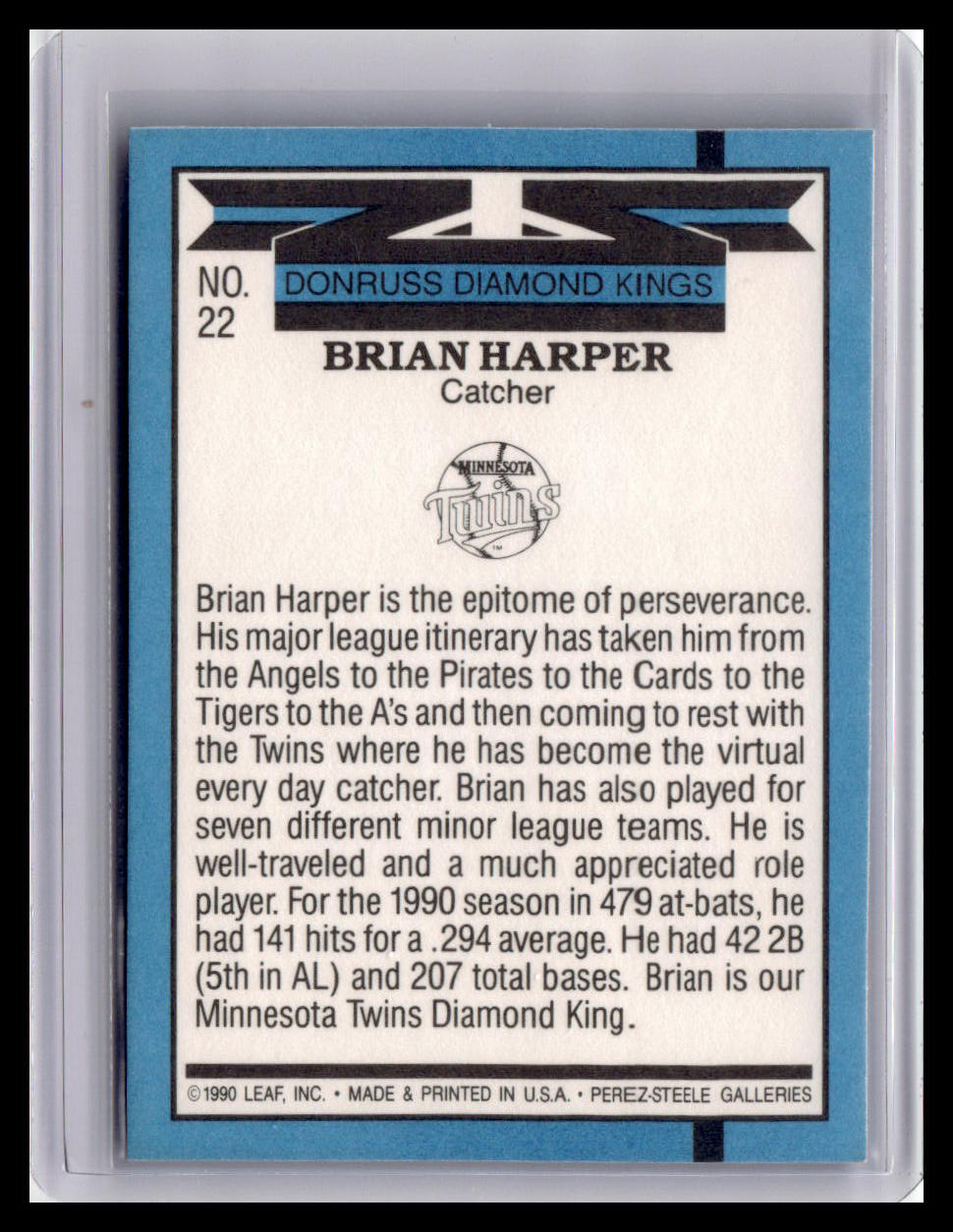 1991 Donruss Brian Harper Diamond Kings (Error Card ) #22