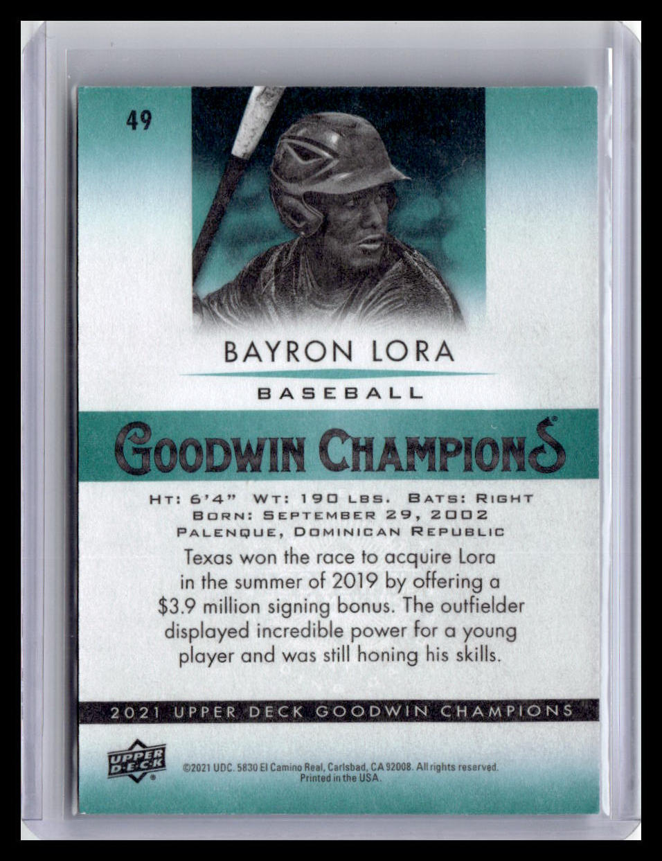 2021 Goodwin Champions Bayron Lora #49