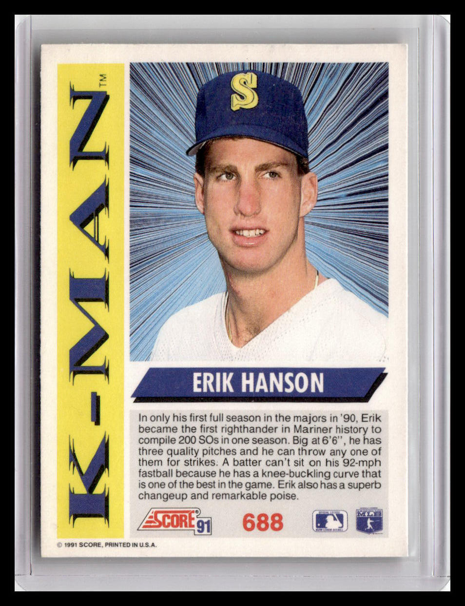 1991 Score Erik Hanson K-Man #688