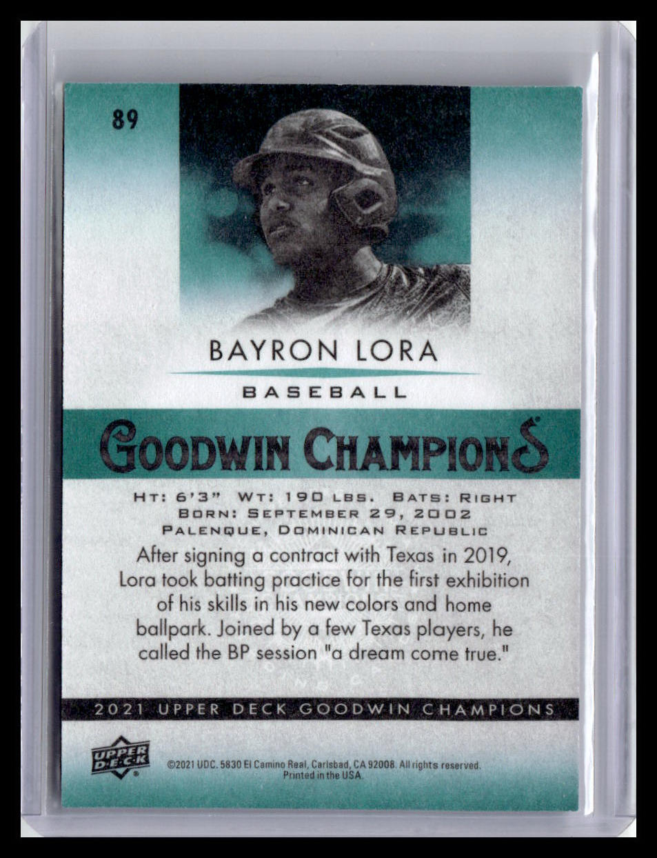 2021 Goodwin Champions Bayron Lora #89