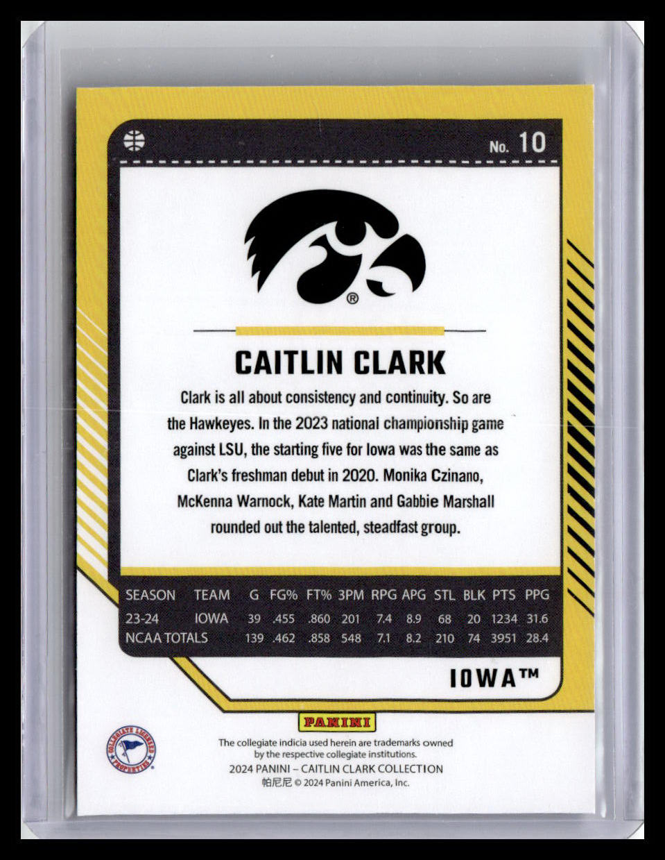 2024 Donruss Caitlin Clark Collection Caitlin Clark Metalized Foil #10