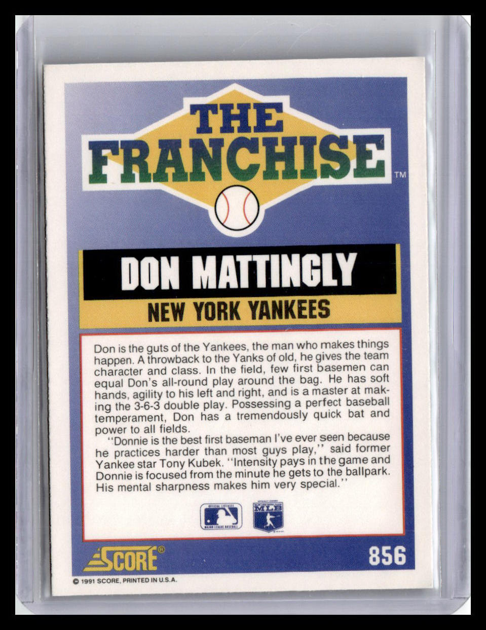 1991 Score Don Mattingly The Franchise #856
