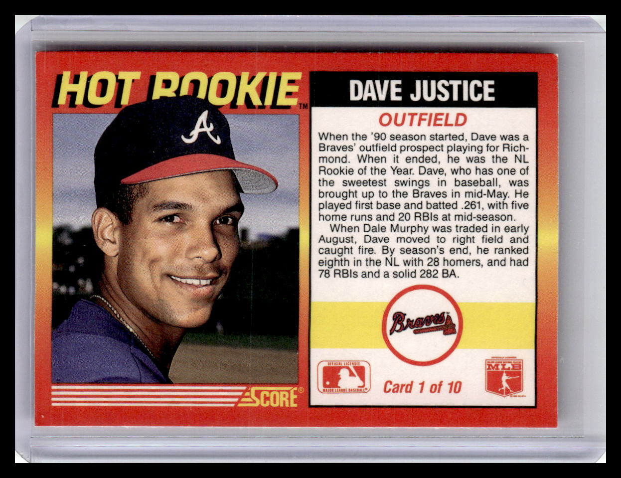 1991 Score David Justice Hot Rookie #1