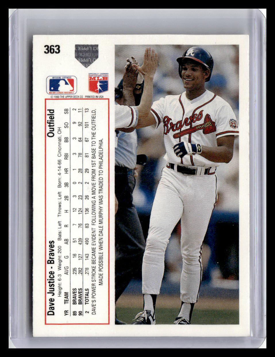 1991 Upper Deck Dave Justice #363