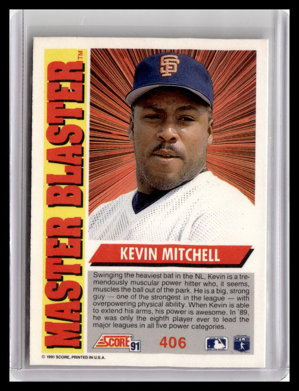 1991 Score Kevin Mitchell Master Blaster #406