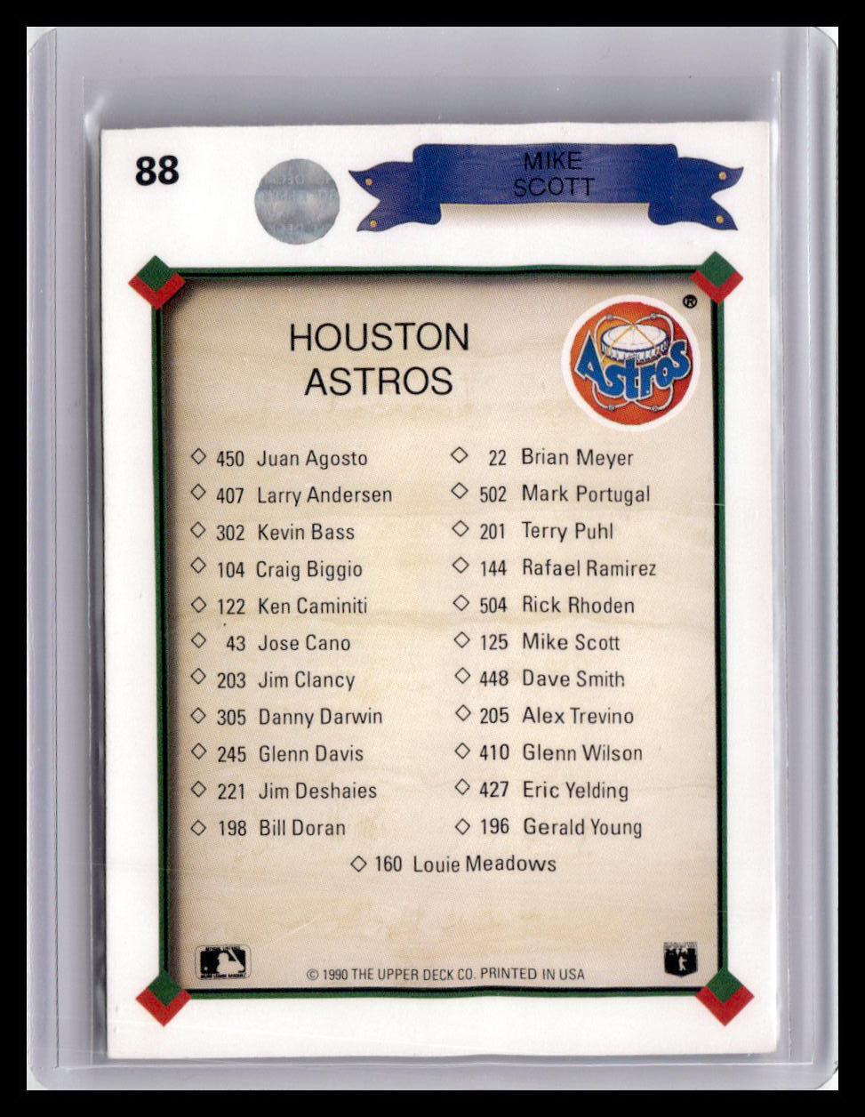 1990 Upper Deck Mike Scott Collector's Club #88