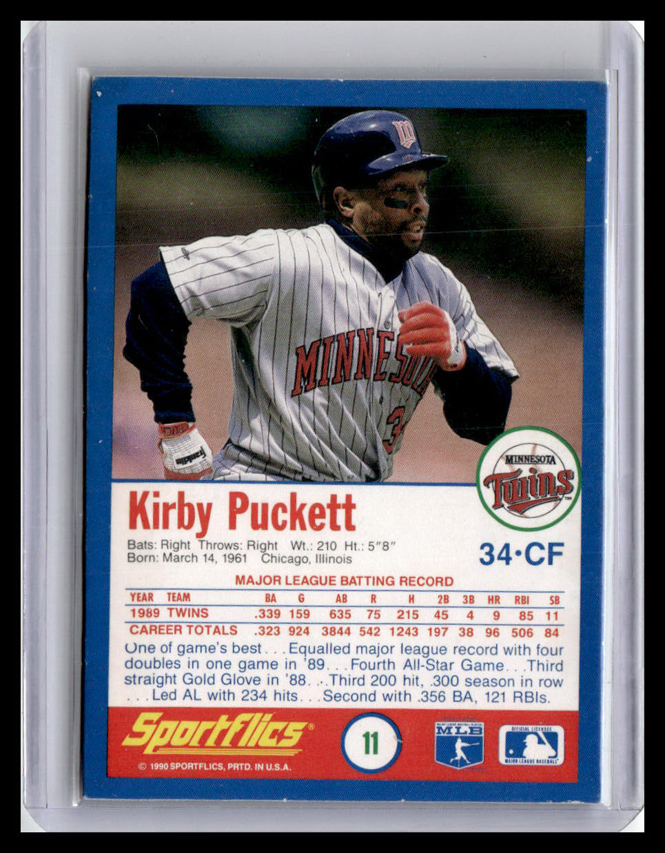 1990 Sportflics Kirby Puckett #11Minnesota Twins